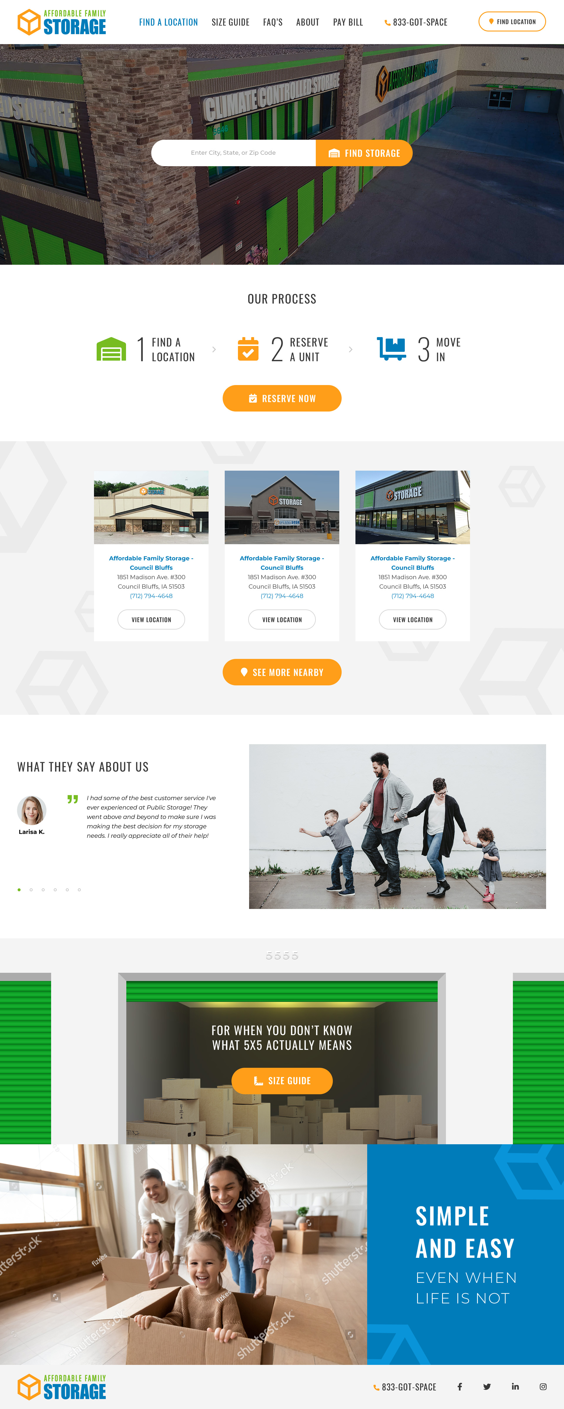 Custom multi-location storage site
